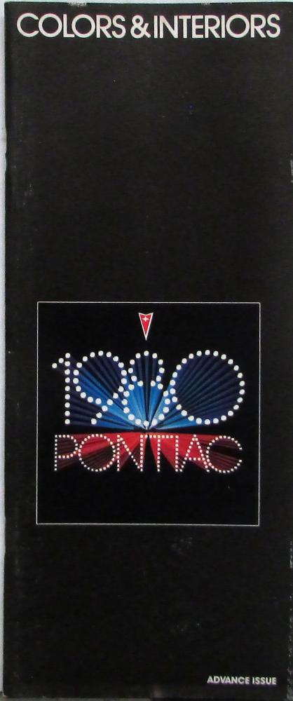 1980 Pontiac Firebird Lemans Grand Prix Color Paint Chips Interior Brochure