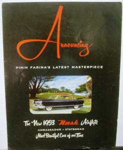 1953 Nash Pinin Farina Ambassador Statesman XL Sales Folder Original