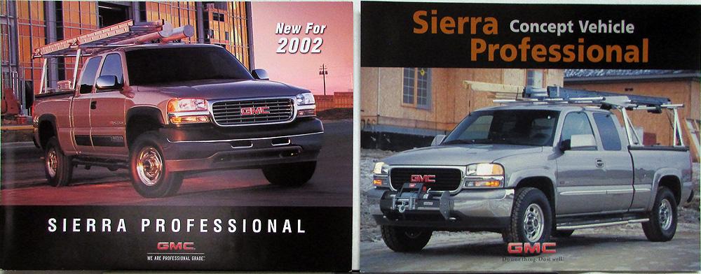 2002 GMC Sierra & 1999 Sierra Concept Professional Trucks Sales Sheet & Folder