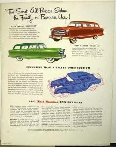 1953 Nash Rambler Suburban Greenbrier Pinin Farina Airflyte XL Sales Folder Orig