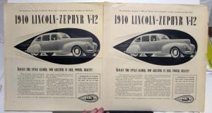 1940 Lincoln Zephyr V12 Greater Size Power Beauty Ad Proof