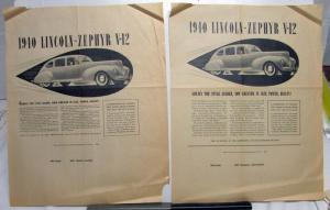 1940 Lincoln Zephyr V12 Sedan Greater In Size Style Beauty Ad Proof