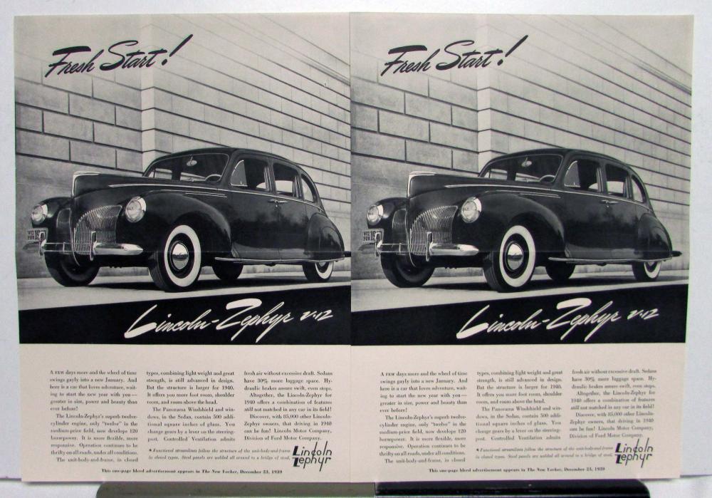 1940 Lincoln Motor Company Car Zephyr V12 Fresh Start Ad Proof