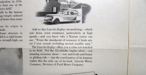 1940 Lincoln V12 Zephyr Sedan 12 Cylinder Thrift Ad Proof