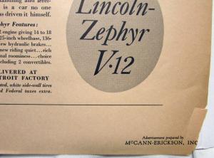 1939 Lincoln V12 Zephyr Your Eyes Ad Proof