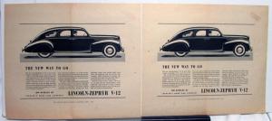 1939 Lincoln Zephyr V12 Sedan The New Way To Go  Ad Proof 13.25x11.25