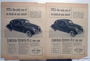 1939 Lincoln Zephyr Sedan V12 Ad Proof Only Car Of Its Kind