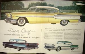 1958 Pontiac Bonneville Chieftain Super Star Chief Sales Brochure NOS