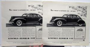 1939 Lincoln Zephyr Sedan V12 Ad Proof 13.25x14.75