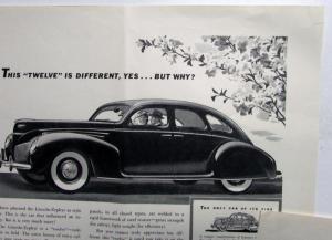 1939 Lincoln Zephyr Sedan V12 Ad Proof 13.25x14.75