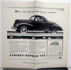 1939 Lincoln Zephyr Coupe V12 Have You Driven Ad Proof