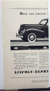 1939 Lincoln Zephyr Coupe V12 Have You Driven Ad Proof