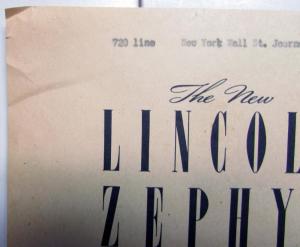 1939 Lincoln Zephyr V12 Sedan This Twelve Style Leader Ad Proof
