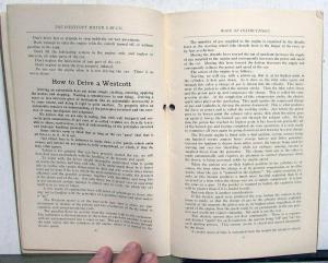 1918 Westcott Series 18 Owners Manual Book of Instructions