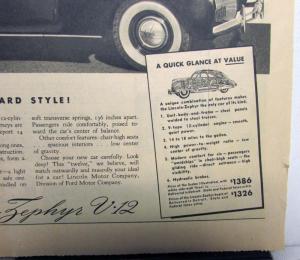 1939 Lincoln Zephyr V12 Sedan Chicago Sunday Tribune Insert Worlds Tallest Man