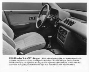 1988 Honda Civic 4WD Wagon Interior Press Photo 0071