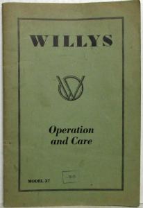 1937 Willys Model 37 Owners Manual
