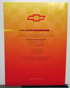 1999 Chevrolet Monte Carlo Z34 Brickyard 400 Pace Car Media Info Press Kit