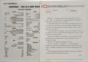 1989 Chevrolet XT-2 Pace Truck Media Information Press Kit