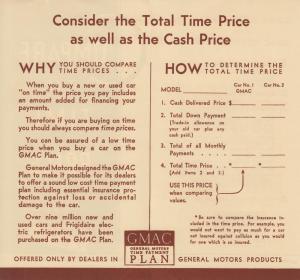 1930s General Motors Compare the Time Price - GMAC Financing Brochure