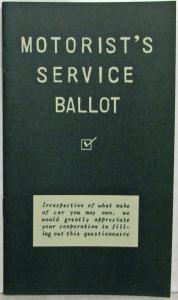 1930s General Motors Customer Research Staff Motorist Service Ballot Survey