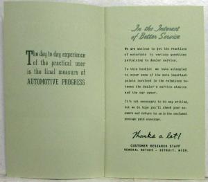 1930s General Motors Customer Research Staff Motorist Service Ballot Survey