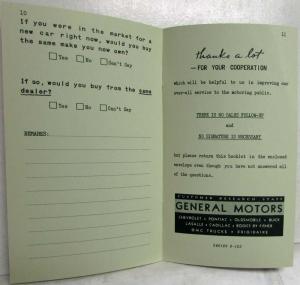 1930s General Motors Customer Research Staff Motorist Service Ballot Survey