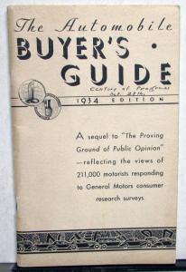1934 General Motors Automobile Buyers Guide Booklet Brochure Original