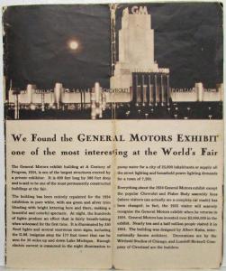 1934 General Motors Exhibit Century of Progress at Worlds Fair Folder - Chicago