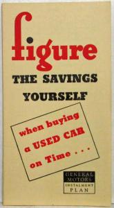 1938 General Motors Installment Plan Figure Savings on Used Car Sales Folder