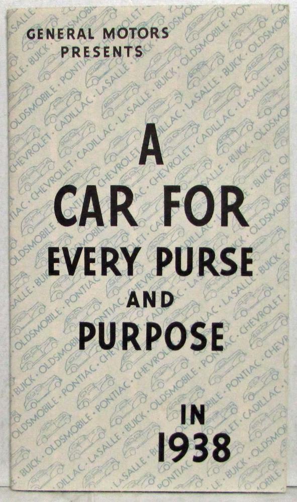 1938 General Motors Car for Every Purse and Purpose Sales Folder Poster