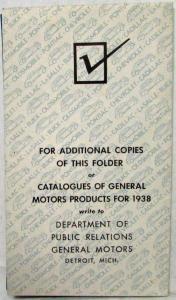 1938 General Motors Car for Every Purse and Purpose Sales Folder Poster