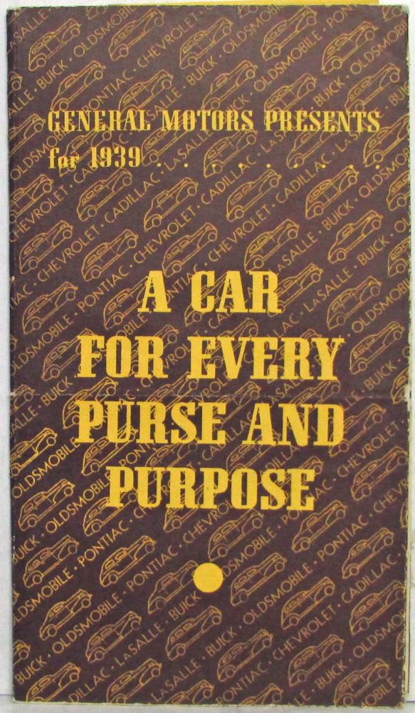 1939 General Motors Car for Every Purse and Purpose Sales Folder Poster