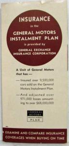 1939 General Motors Insurance Protection with GM Installment Plan Sales Folder