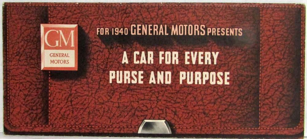 1940 General Motors Every Purse and Purpose Sales Folder Chevy Cadillac Buick
