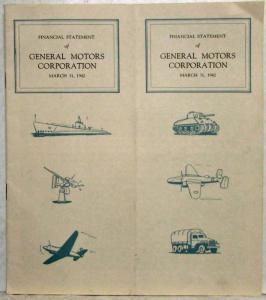 1942 General Motors Corporation Financial Statement for Shareholders 3-31-42