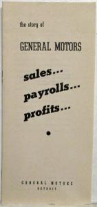 1947 General Motors Story of Sales Payrolls and Profits Booklet with Note