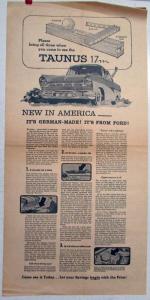 1957 Ford Taunus 17M Ad Proof Original