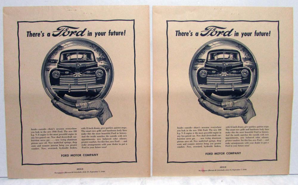 1947 Ford V8 Car There's A New Ford In Your Future! Ad Proof Orignal
