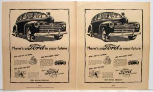 1947 Ford V8 Car New Luxury Looks Ad Proof Original