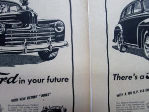 1947 Ford V8 Car New Luxury Looks Ad Proof Original