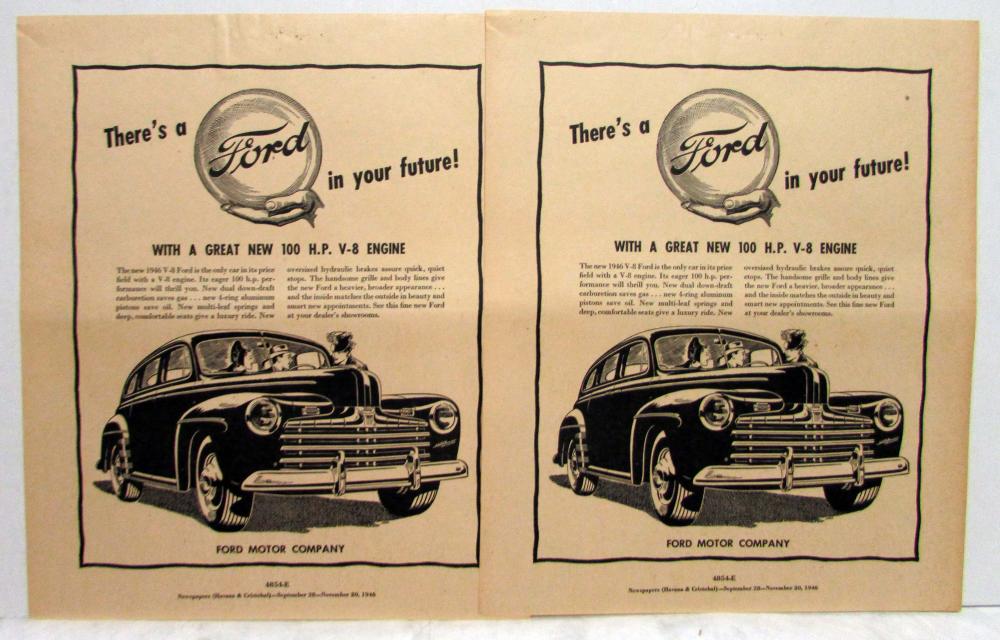 1947 Ford V8 Car Great New HP Engine Ad Proof Original