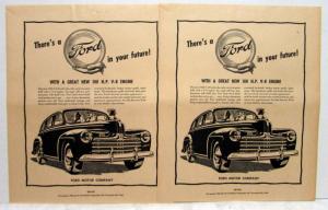 1947 Ford V8 Car Great New HP Engine Ad Proof Original