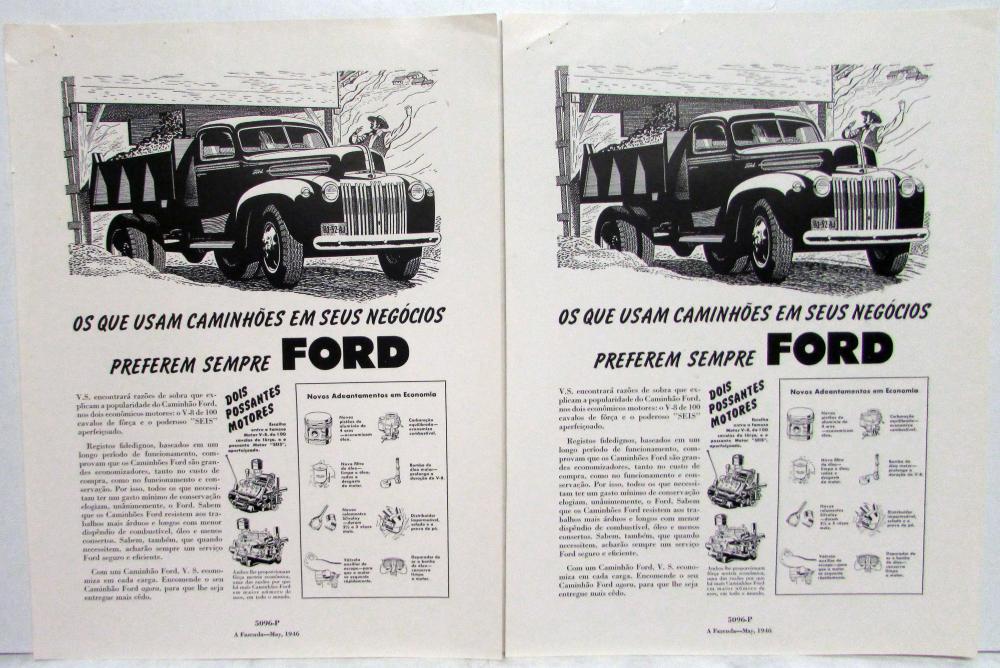 1946 Ford V8 Those Who Use Trucks In Their Business Ad Proof PORTUGUESE TEXT
