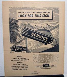 1946 Ford Trucks When Your Ford Needs Service Ad Proof Original