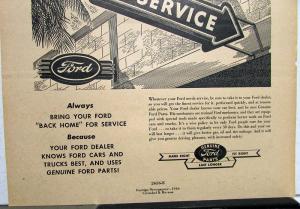 1946 Ford Trucks When Your Ford Needs Service Ad Proof Original