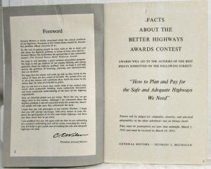 1953 General Motors Better Highways Awards Facts Book with Envelope