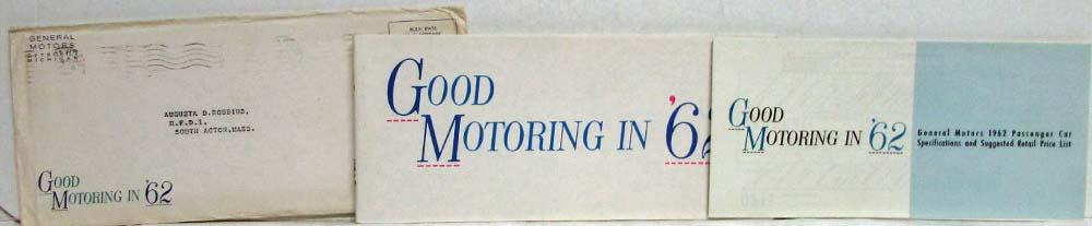1962 General Motors Good Motoring Shareholders Brochure and Specs/Pricing Folder