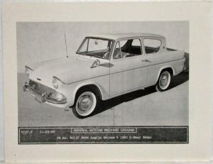 1960 Ford Anglia Deluxe Sedan General Motors Proving Grounds Car Information