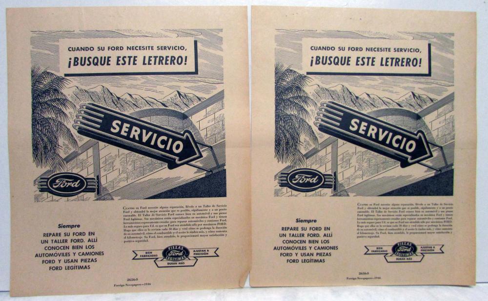 1946 Ford When Your Ford Needs Service Ad Proofs Original Portuguese Text